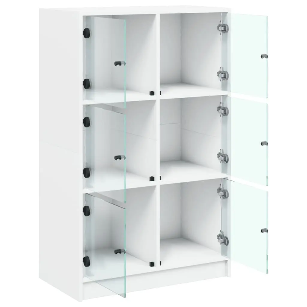 White Highboard Storage Cabinet with Doors Engineered Wood Tall Buffet Sideboard 68W x 37D x 109H cm