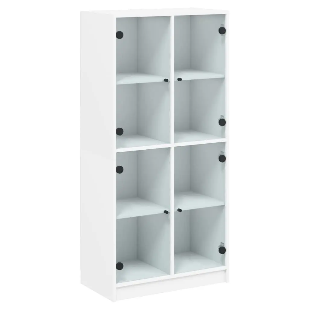 Highboard Storage Cabinet Engineered Wood White 68x37x142cm with Doors and Shelves for Organising Books Documents and Decorative Items
