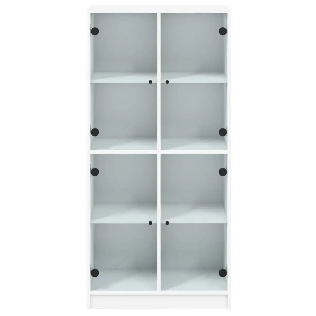 Highboard Storage Cabinet Engineered Wood White 68x37x142cm with Doors and Shelves for Organising Books Documents and Decorative Items