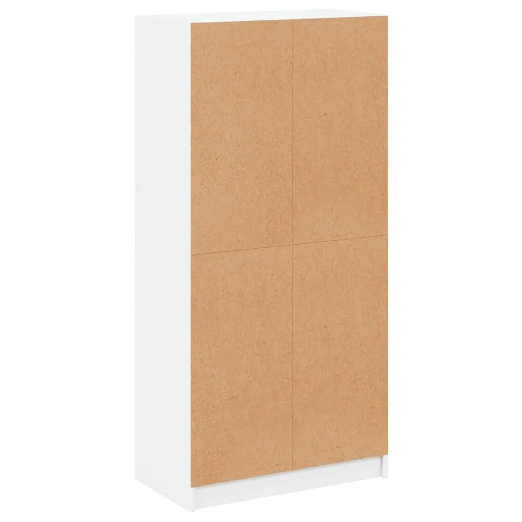 Highboard Storage Cabinet Engineered Wood White 68x37x142cm with Doors and Shelves for Organising Books Documents and Decorative Items