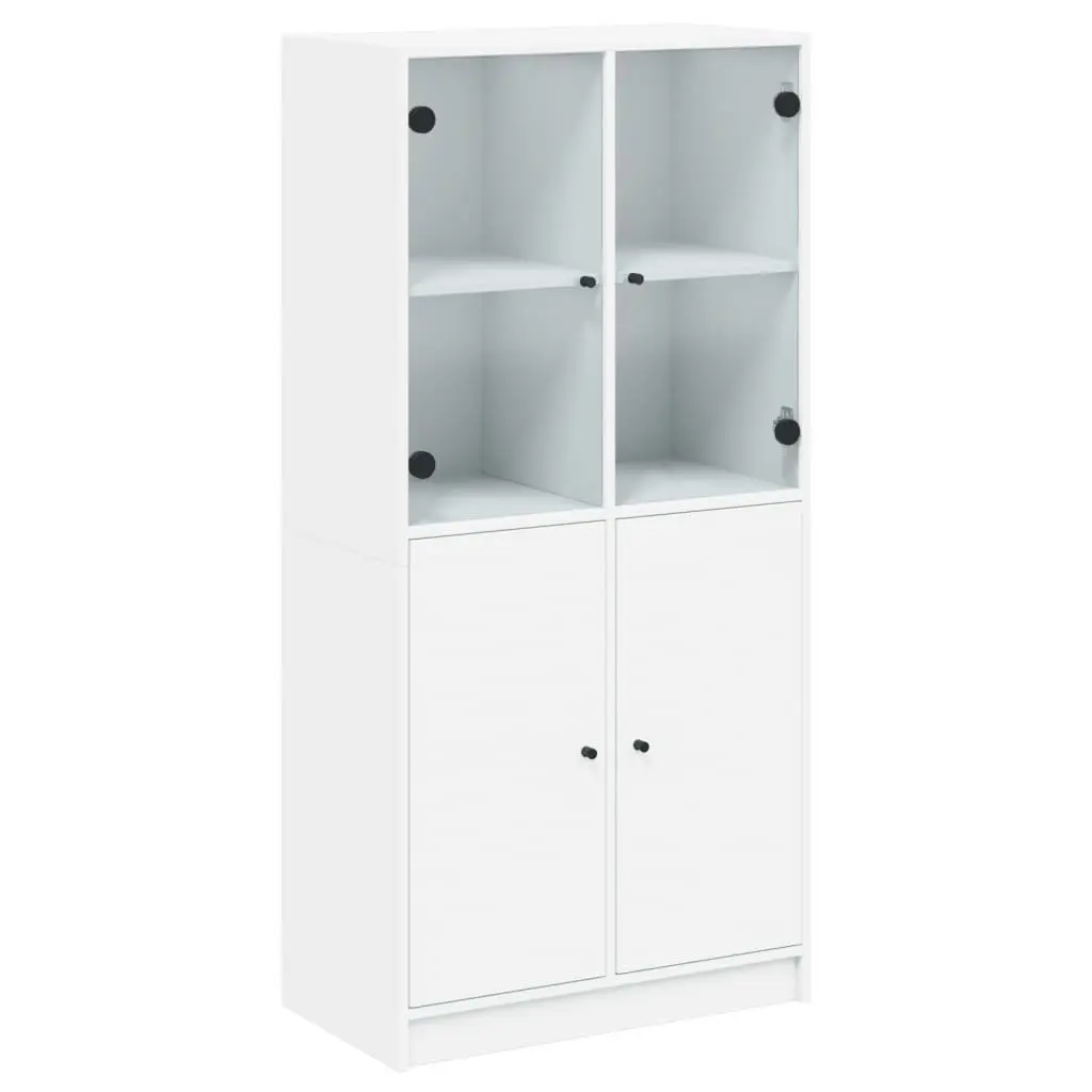 White Highboard Storage Cabinet Engineered Wood 68 x 37 x 142 cm