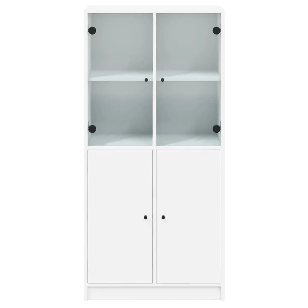 White Highboard Storage Cabinet Engineered Wood 68 x 37 x 142 cm