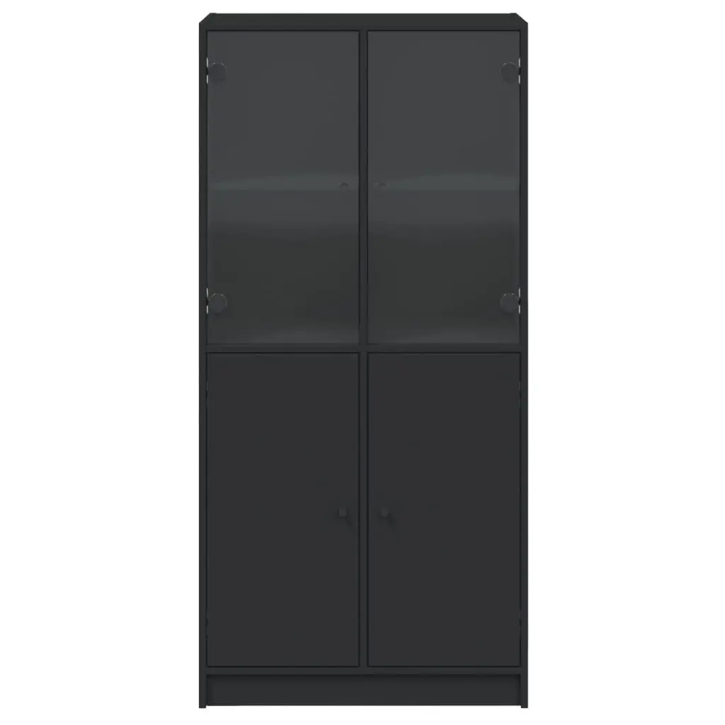 Highboard Storage Cabinet with Doors Black 68x37x142cm Engineered Wood
