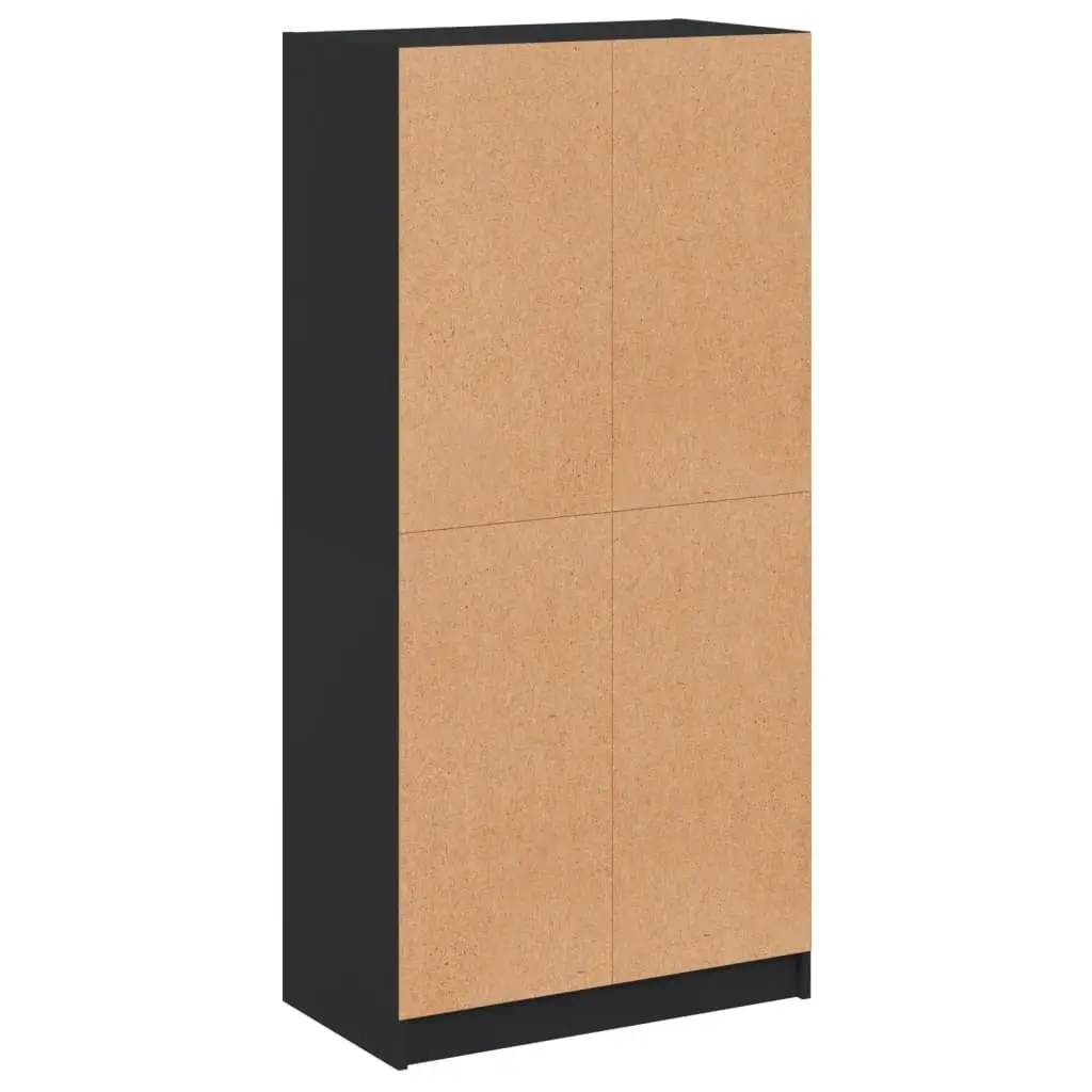 Highboard Storage Cabinet with Doors Black 68x37x142cm Engineered Wood