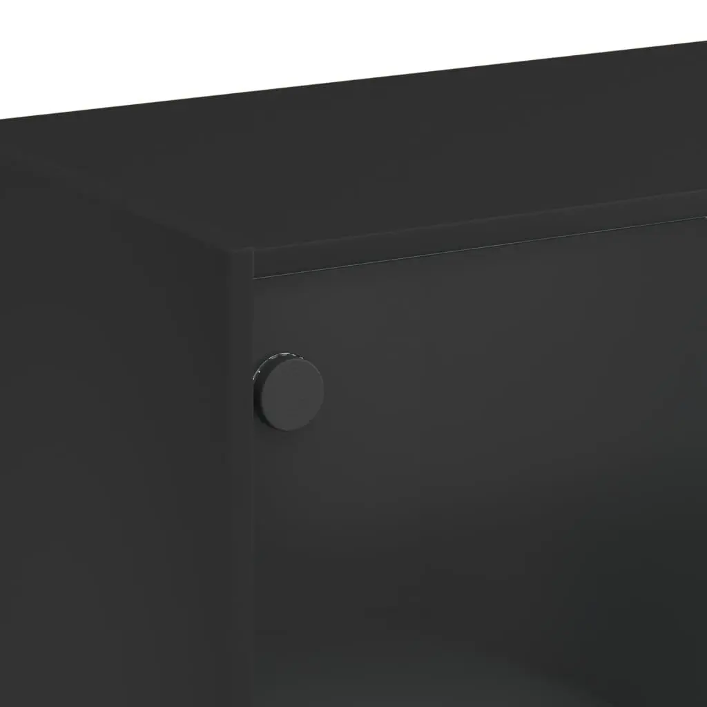 Highboard Storage Cabinet with Doors Black 68x37x142cm Engineered Wood