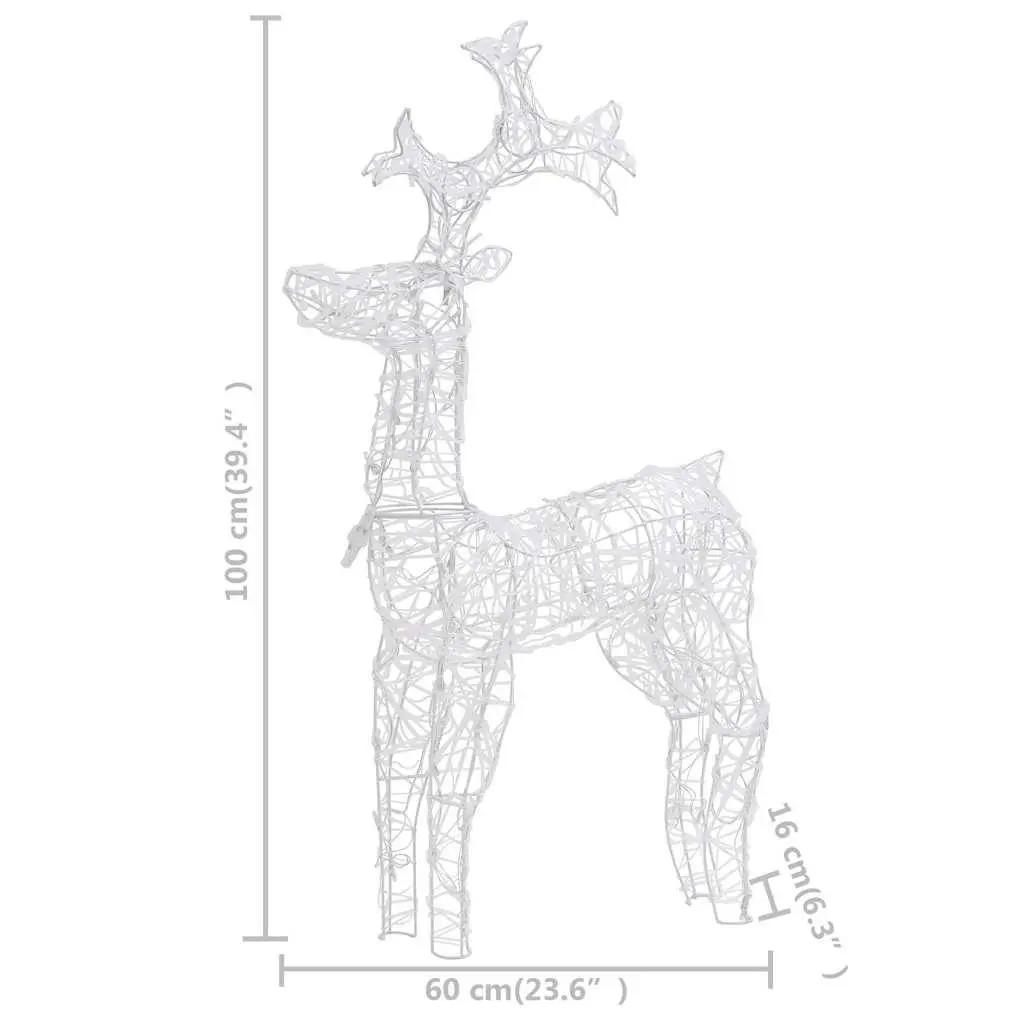 Standing Reindeer Christmas Decoration 90 LED Warm White Lights Acrylic Outdoor 60 x 16 x 100 cm