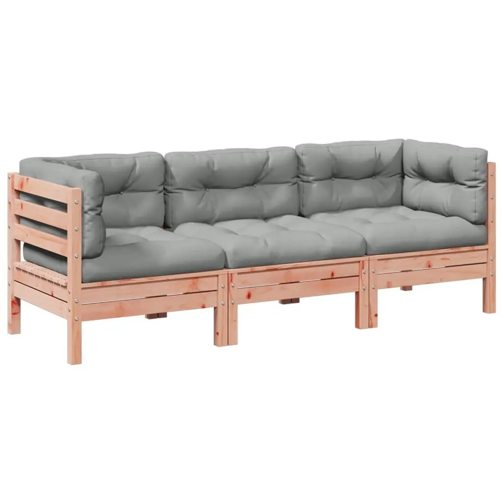 Garden Sofa Set 3 Piece Outdoor Furniture with Cushions Wood Backyard Patio