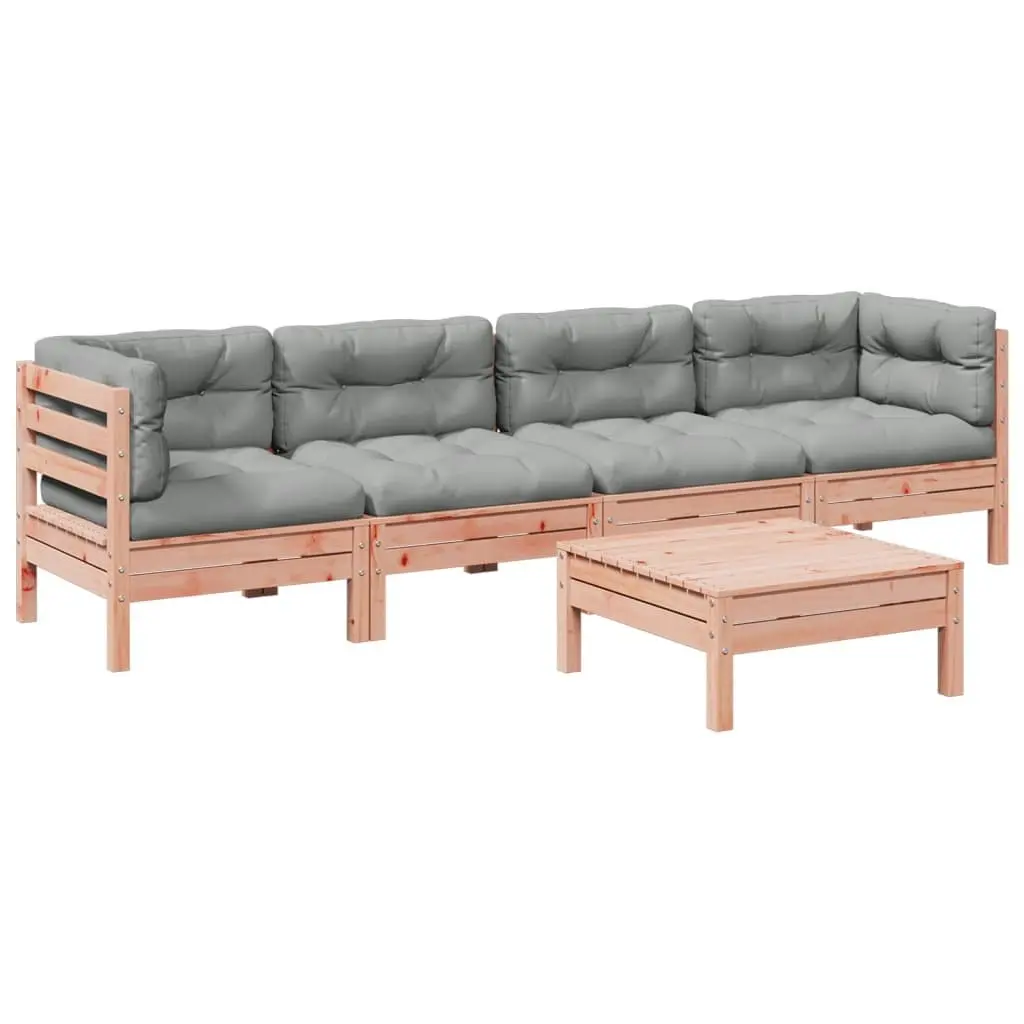 Outdoor Garden Sofa Set 5 Piece Wood Furniture Patio Seating with Cushions