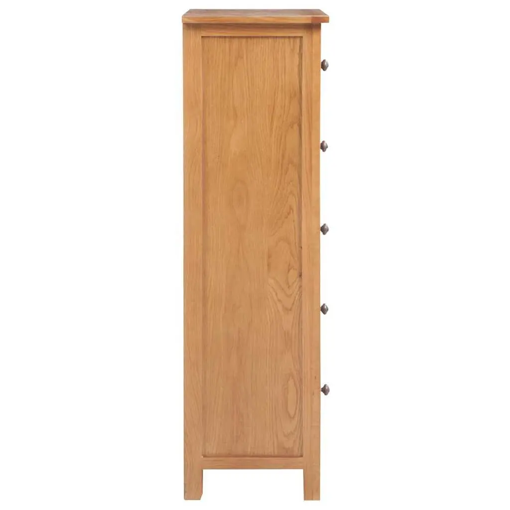 Tall Chest of Drawers Solid Oak Wood Extra-Tall 45x32x110 cm 5 Drawer Storage Cabinet