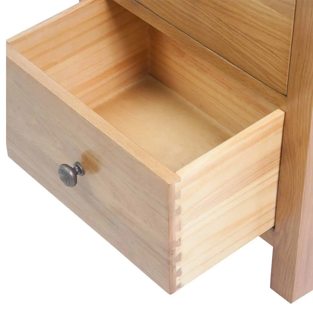 Tall Chest of Drawers Solid Oak Wood Extra-Tall 45x32x110 cm 5 Drawer Storage Cabinet