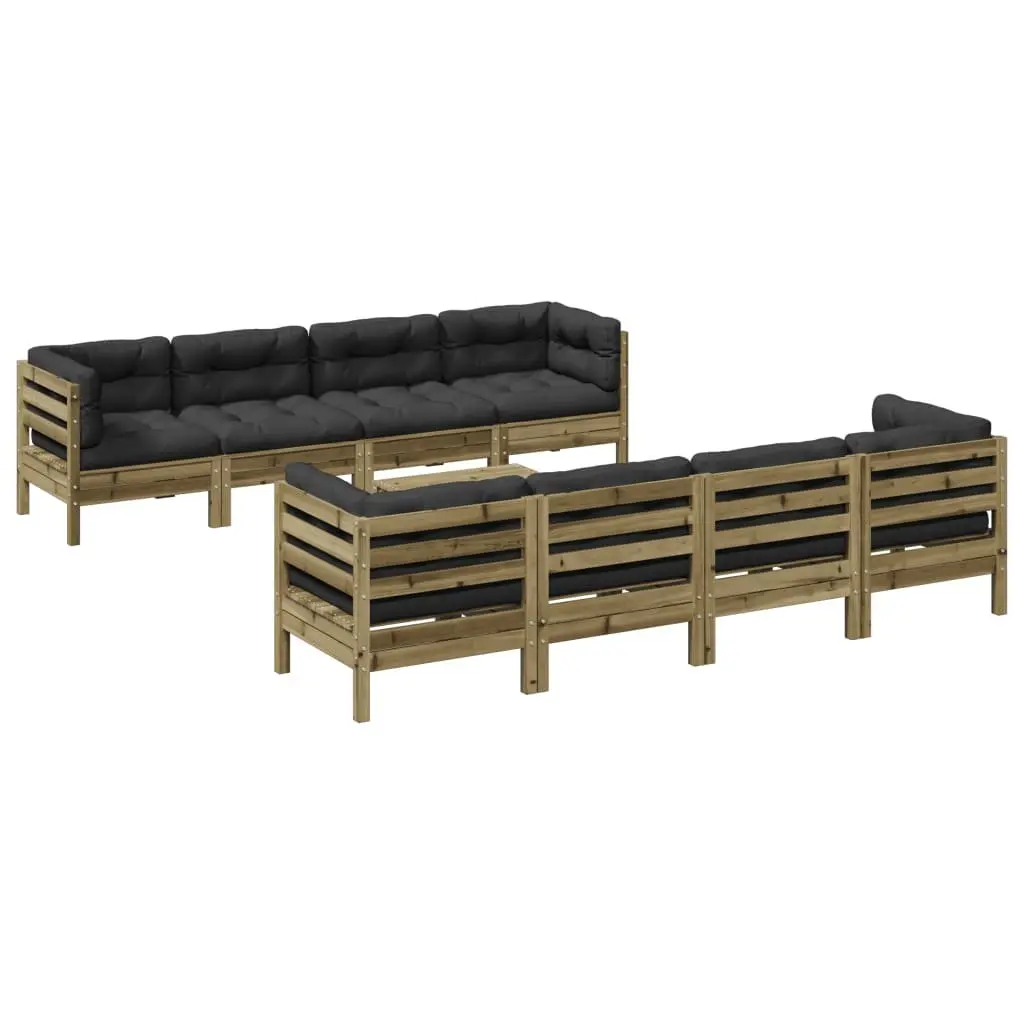 Garden Sofa Set 9 Piece Outdoor Furniture Modular Patio Seating with Cushions