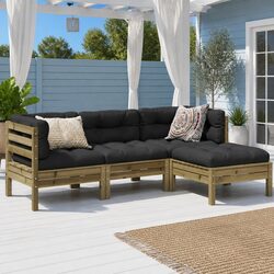 4 Piece Garden Sofa Set Outdoor Furniture Patio Lounge with Cushions Brown