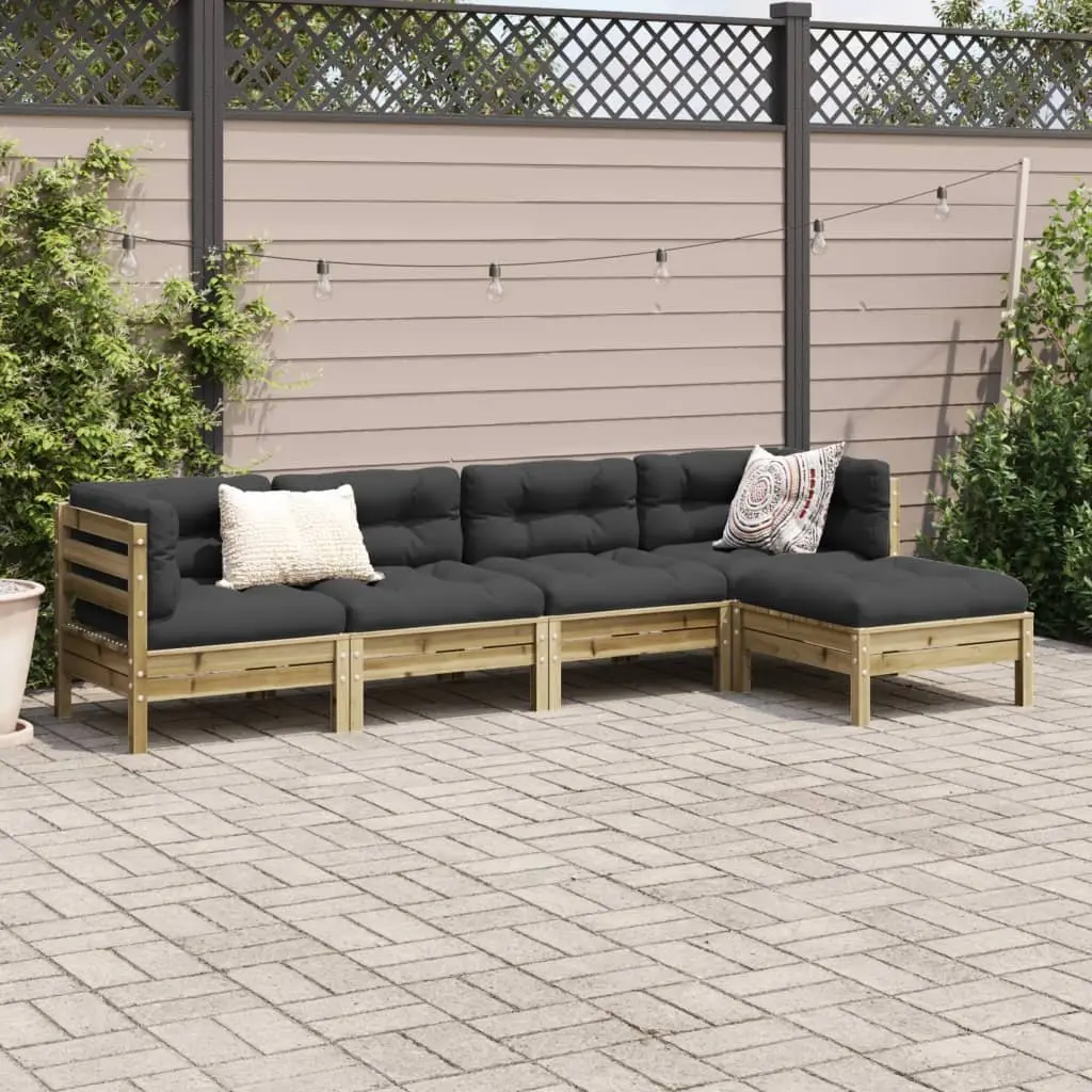 5 Piece Garden Sofa Set with Cushions