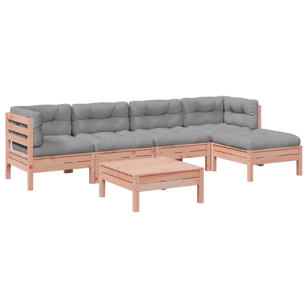 Outdoor Garden Sofa Set 6 Piece Modular Patio Furniture with Cushions Wood