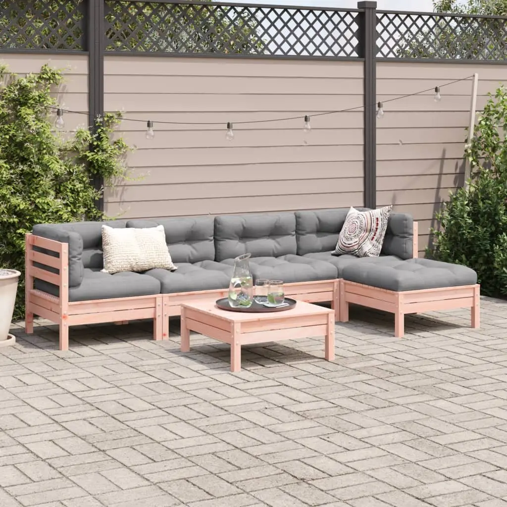 Outdoor Garden Sofa Set 6 Piece Modular Patio Furniture with Cushions Wood