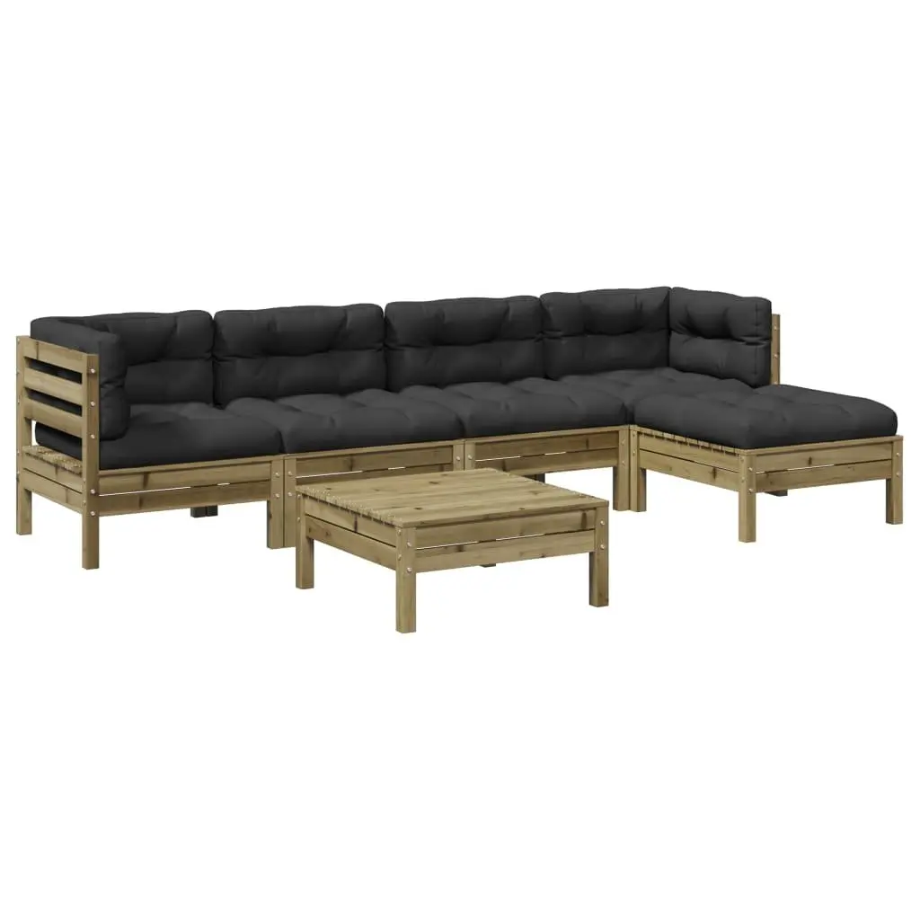 Garden Sofa Set 6 Piece Outdoor Furniture Brown Cushions Patio Seating