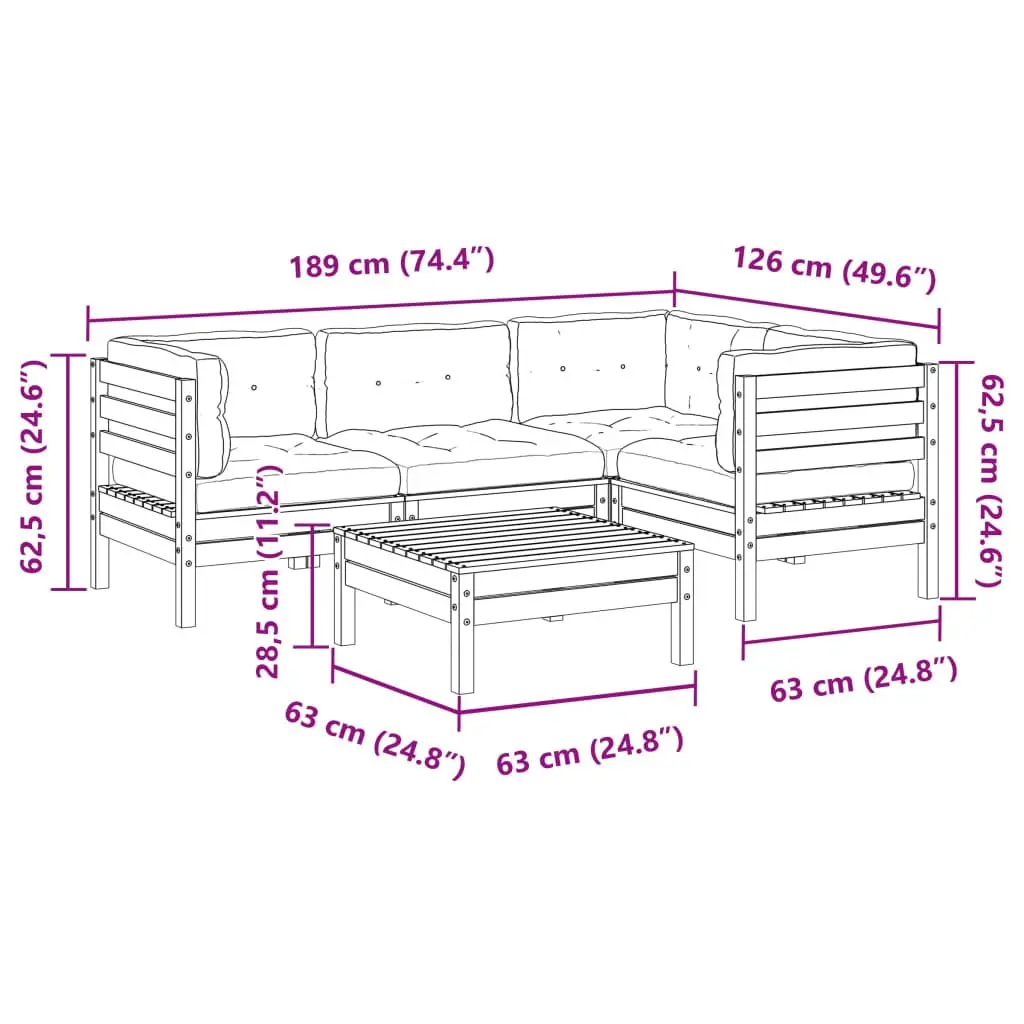 Garden Sofa Set 5 Piece Outdoor Furniture Brown Cushions Patio Seating