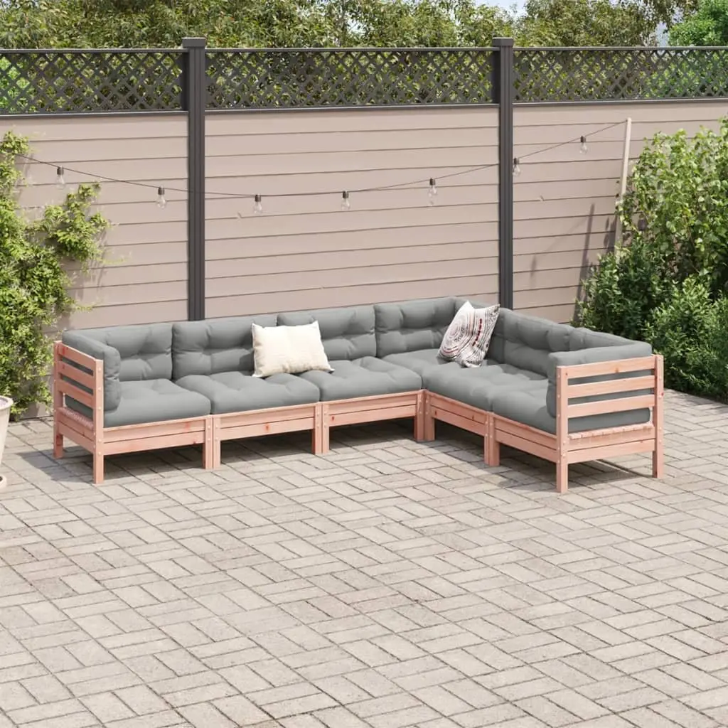 Garden Sofa Set 6 Piece Outdoor Furniture with Cushions Modular Wood Patio