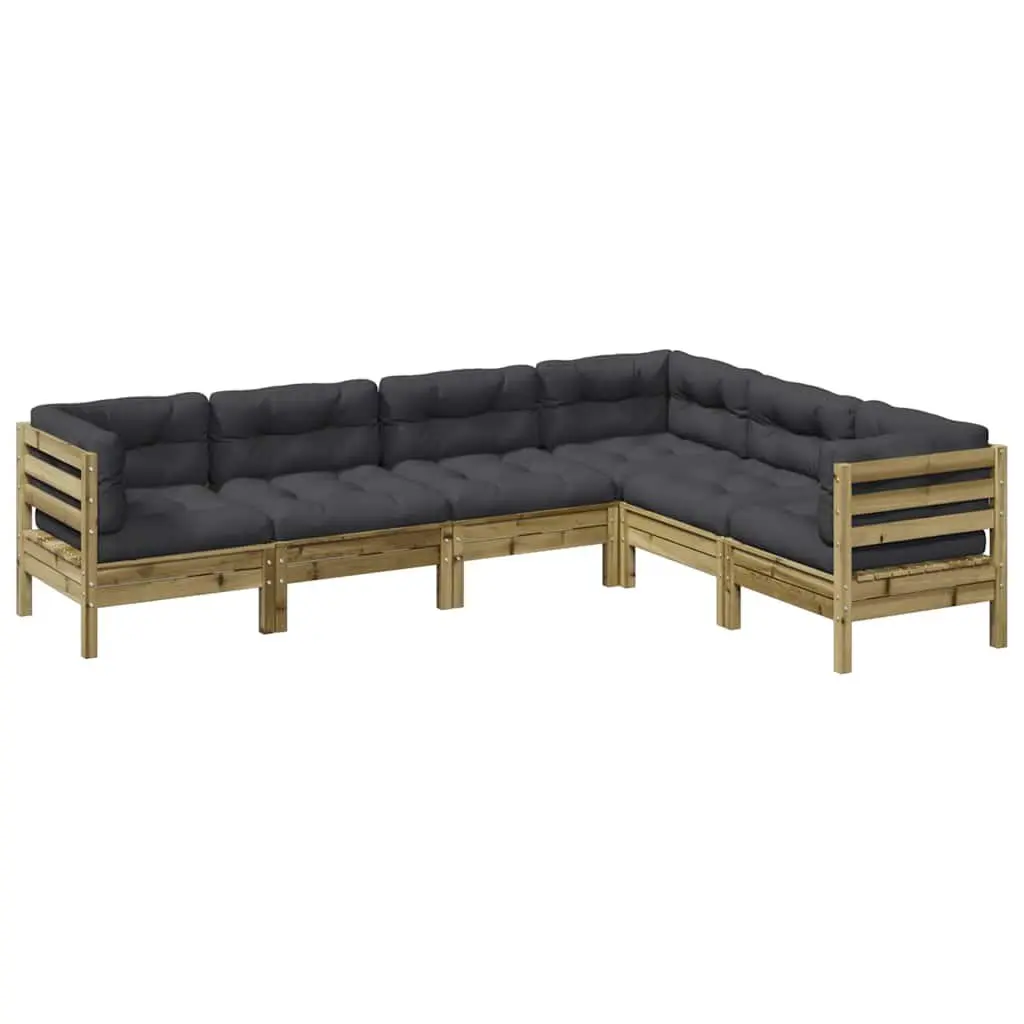 Garden Sofa Set 6 Piece Outdoor Furniture Brown Cushions Modular Patio Sectional