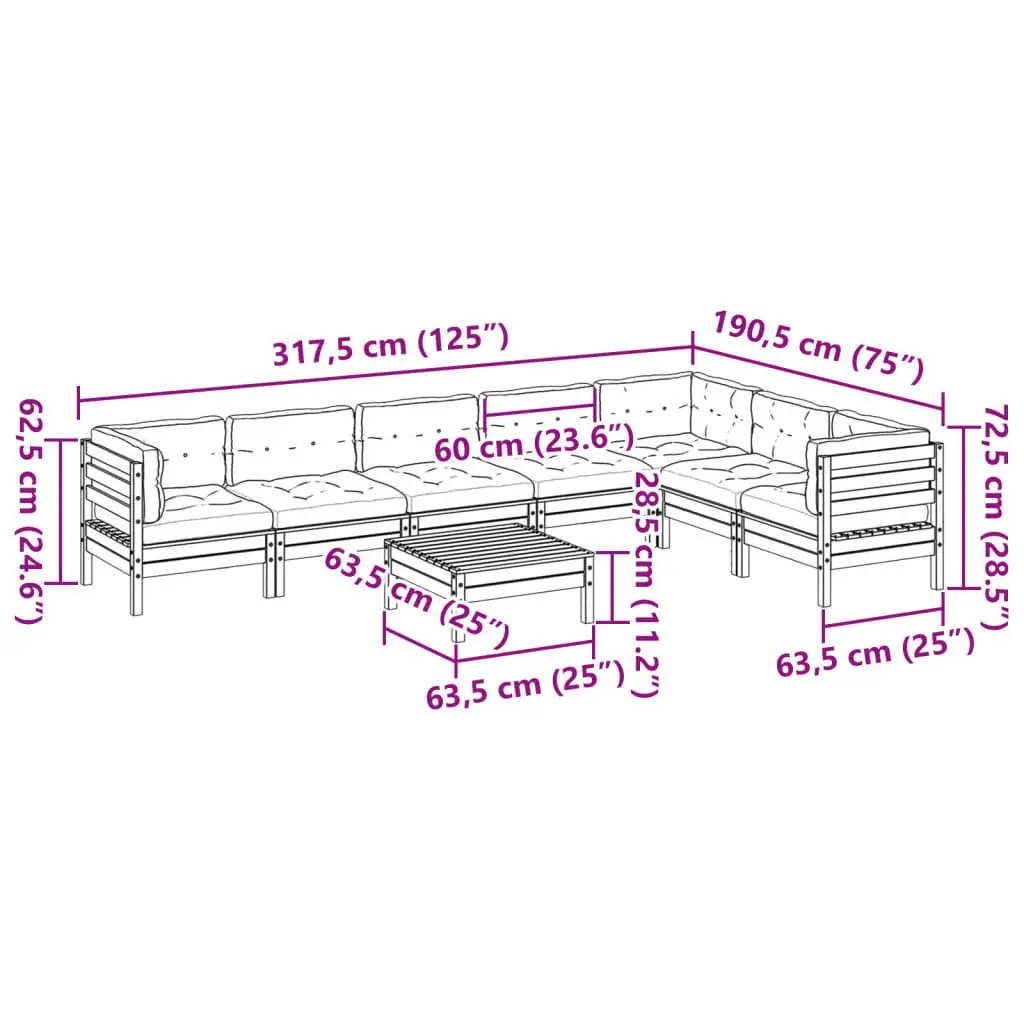 8 Piece Garden Sofa Set with Cushions