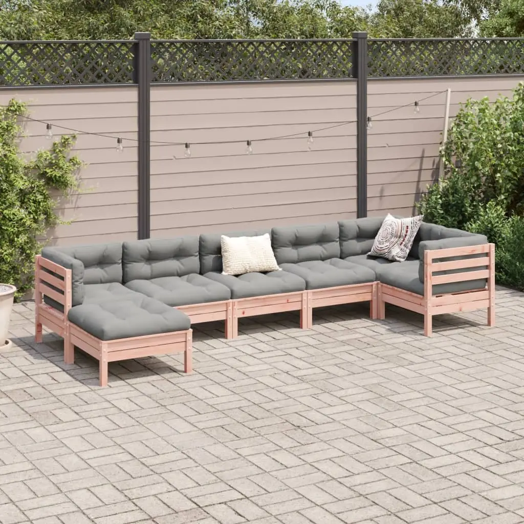 7 Piece Garden Sofa Set with Cushions Outdoor Patio Furniture Solid Wood Brown