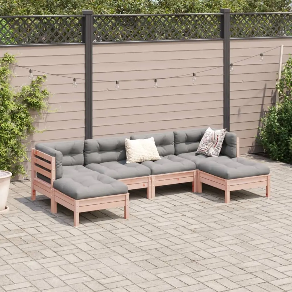 Garden Sofa Set 6 Piece Outdoor Furniture with Cushions Modular Wood Patio
