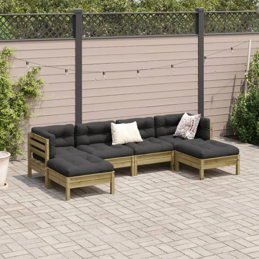 Garden Sofa Set 6 Piece Outdoor Furniture Brown Cushioned Patio Seating Modular