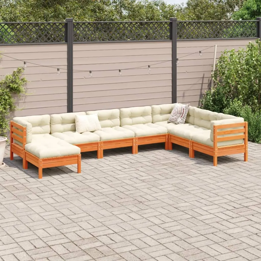 Garden Sofa Set 8 Piece Outdoor Furniture Brown Patio Seating with Cushions