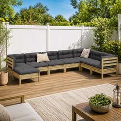 8 Piece Garden Sofa Set with Cushions Outdoor Furniture Brown Patio Seating