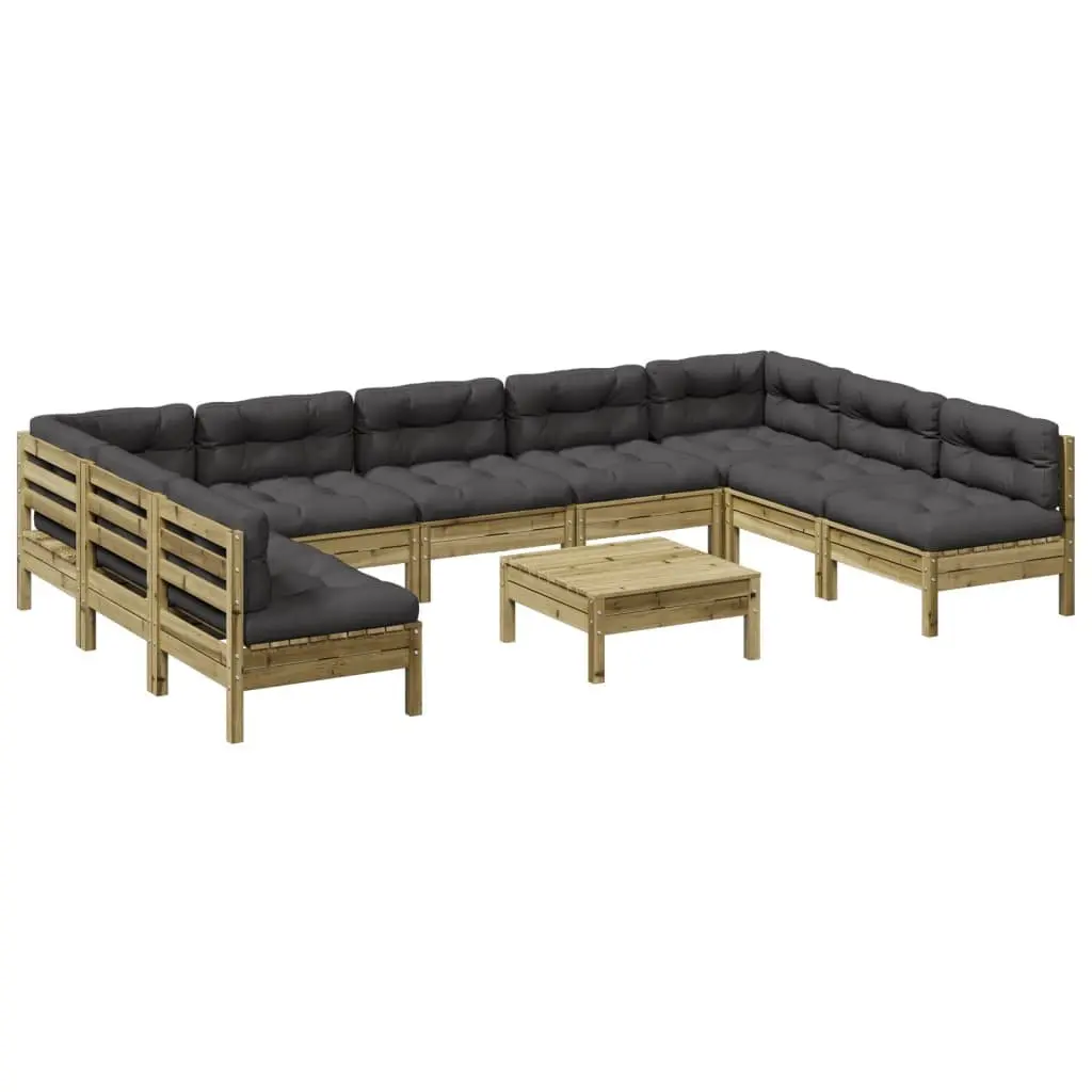 Garden Sofa Set 10 Piece Outdoor Furniture Brown Cushions Patio Seating