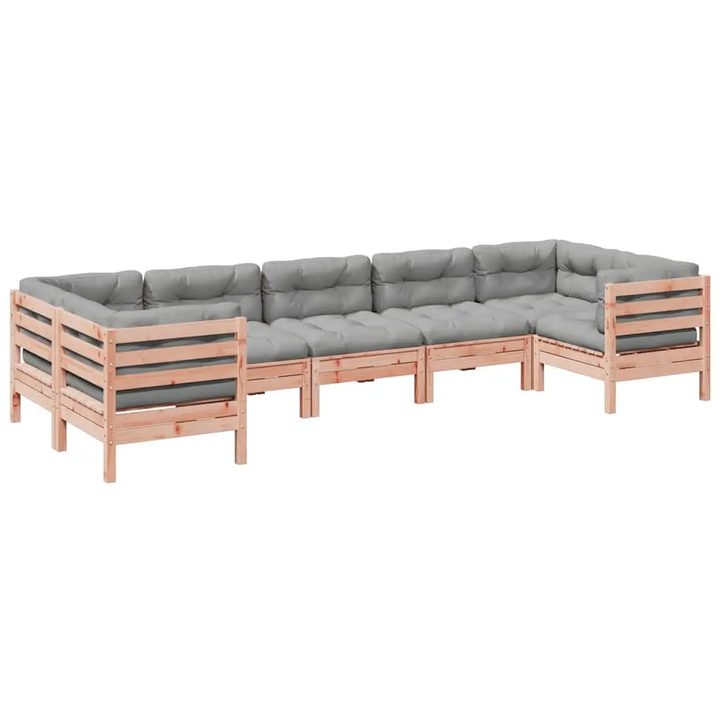 Garden Sofa Set 7 Piece Outdoor Furniture with Cushions Wood Patio Seating