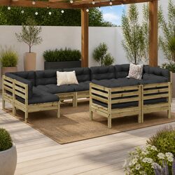 9 Piece Garden Sofa Set Outdoor Patio Furniture with Cushions Brown