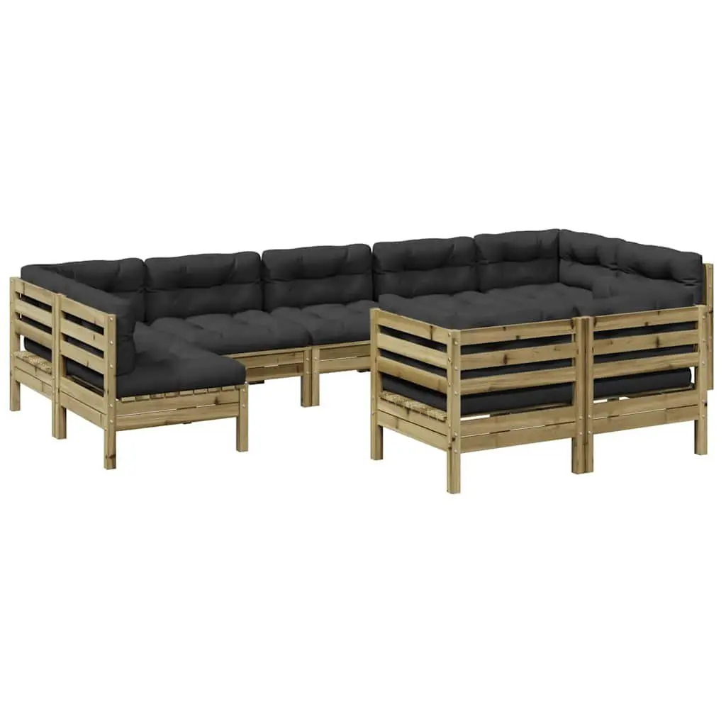 9 Piece Garden Sofa Set Outdoor Patio Furniture with Cushions Brown