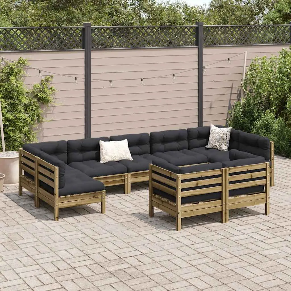 9 Piece Garden Sofa Set Outdoor Patio Furniture with Cushions Brown