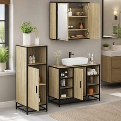 3-Piece Brown Vanity and Storage Unit for Your Bathroom