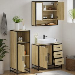 3-Piece Bathroom Furniture Set with Mirror and Storage