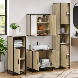 Friendly 4-Piece Bathroom Set in Sonoma Oak Design