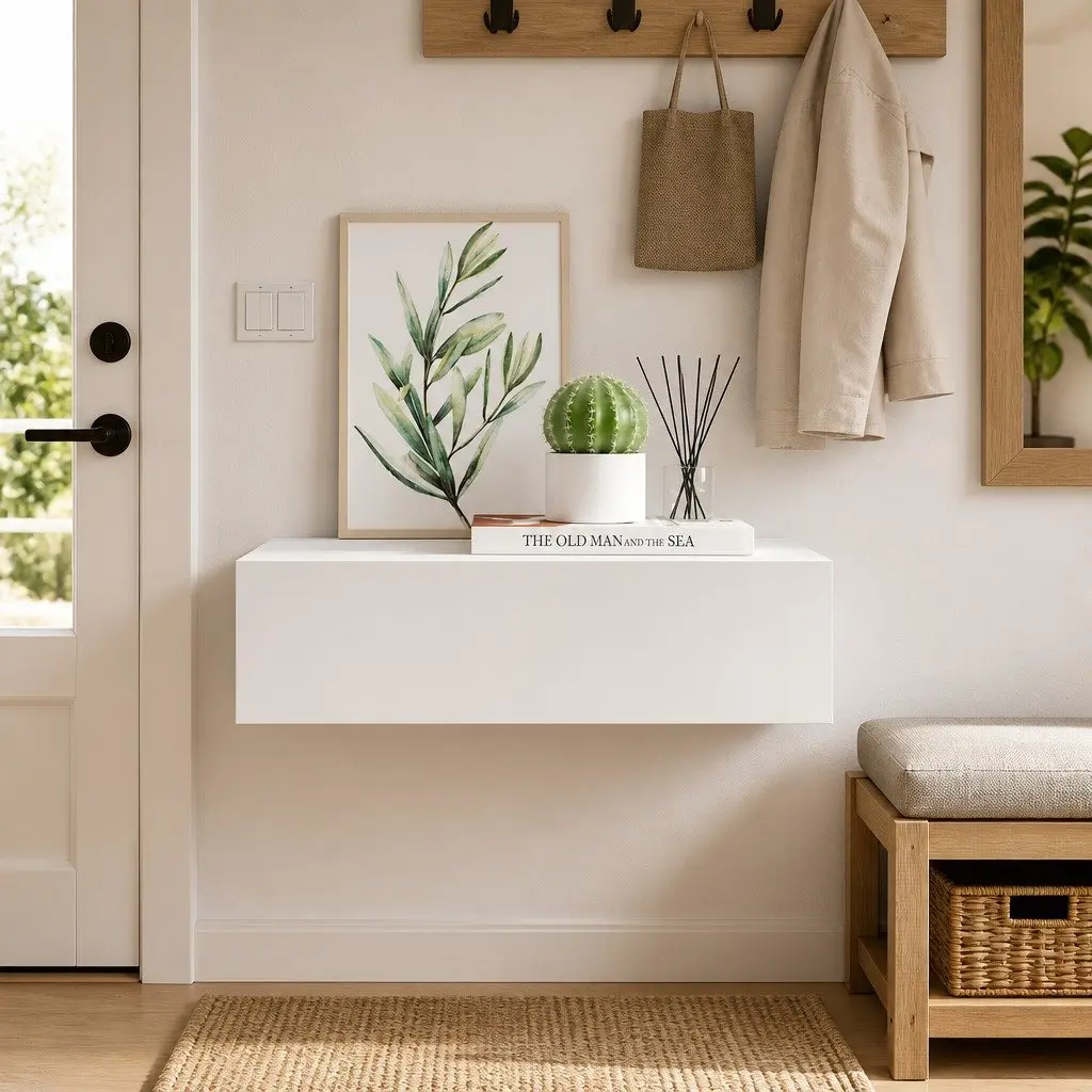Wall-mounted Drawer Shelf White Floating Storage Organizer 40x23.5x10cm