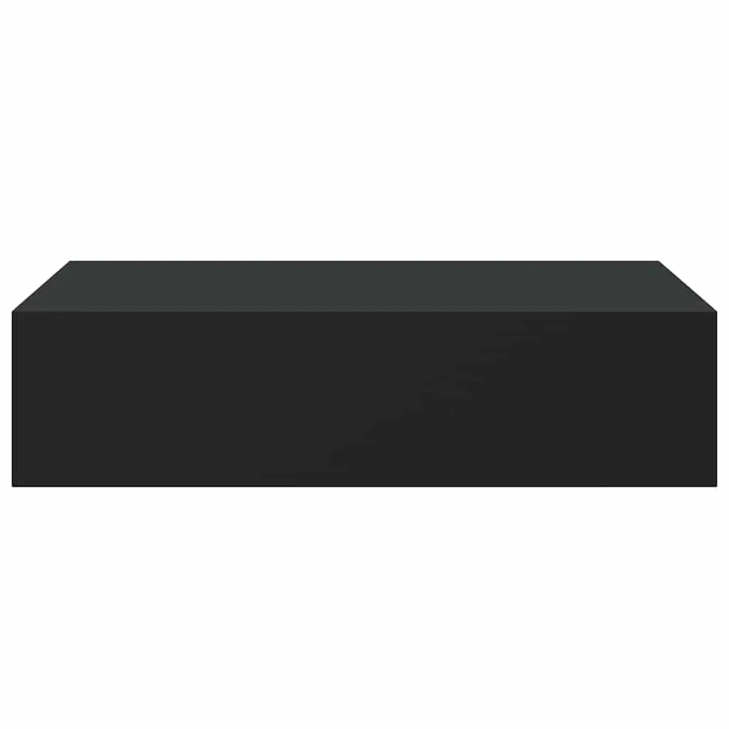 Black Floating Storage Organizer Wall-mounted Shelf with Drawer 40x23.5x10cm