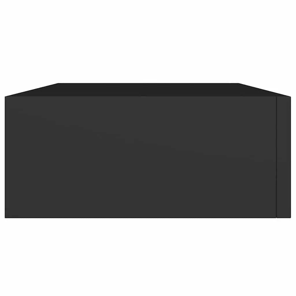 Black Floating Storage Organizer Wall-mounted Shelf with Drawer 40x23.5x10cm