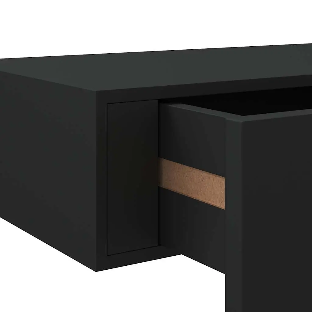 Black Floating Storage Organizer Wall-mounted Shelf with Drawer 40x23.5x10cm