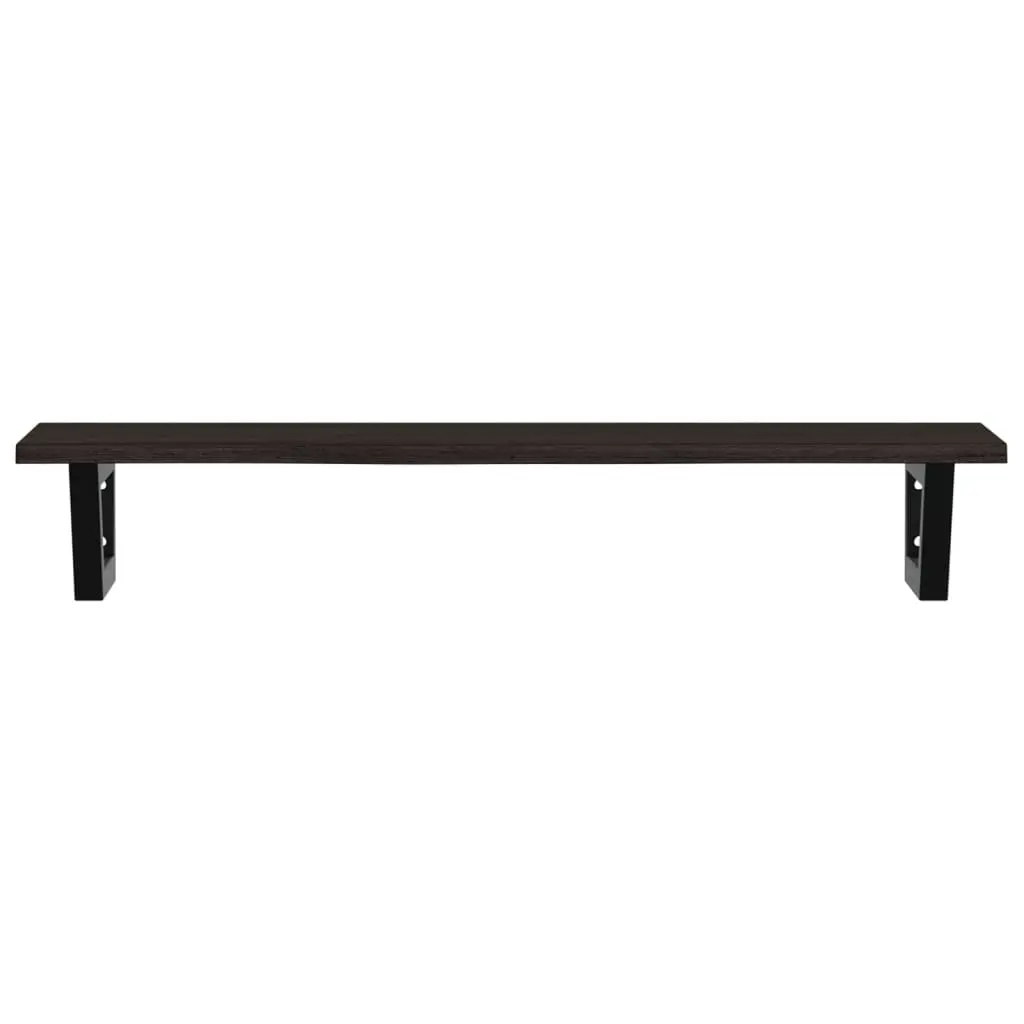 Wall Mounted Basin Shelf Bathroom Vanity Steel Brown Oak Wood Countertop Storage