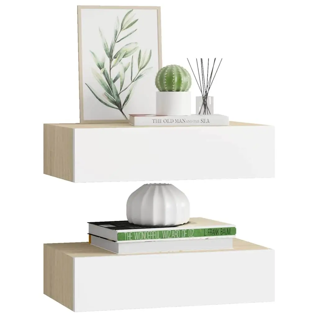 Wall Drawer Shelves 2 pcs Floating Storage Organiser Bedroom Living Room Decor