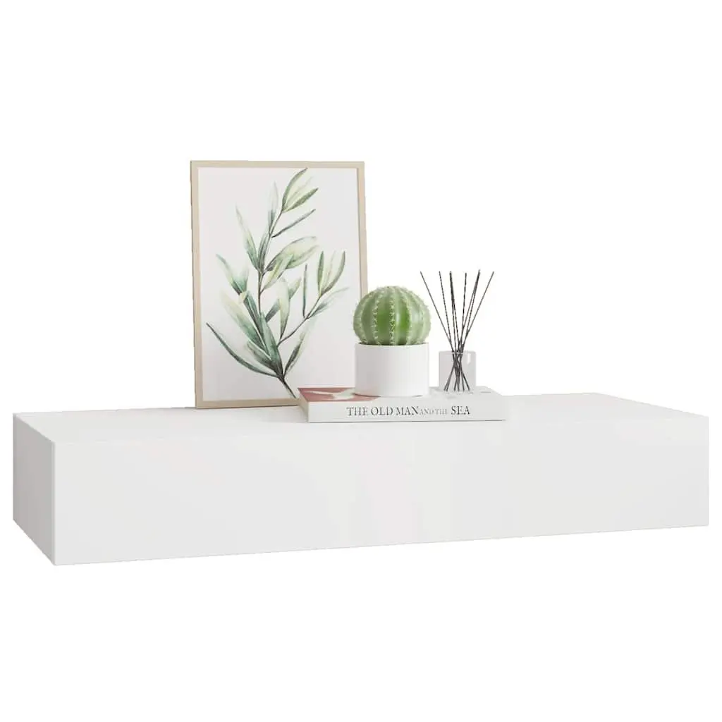 Wall-mounted Drawer Shelf Storage Floating Ledge Organizer White 60x23.5x10cm
