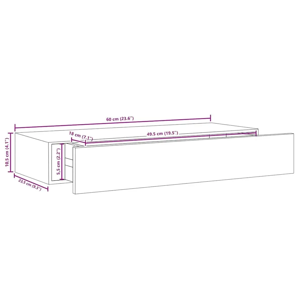 Wall-mounted Drawer Shelves 2 Pieces White Floating Storage Organiser Set