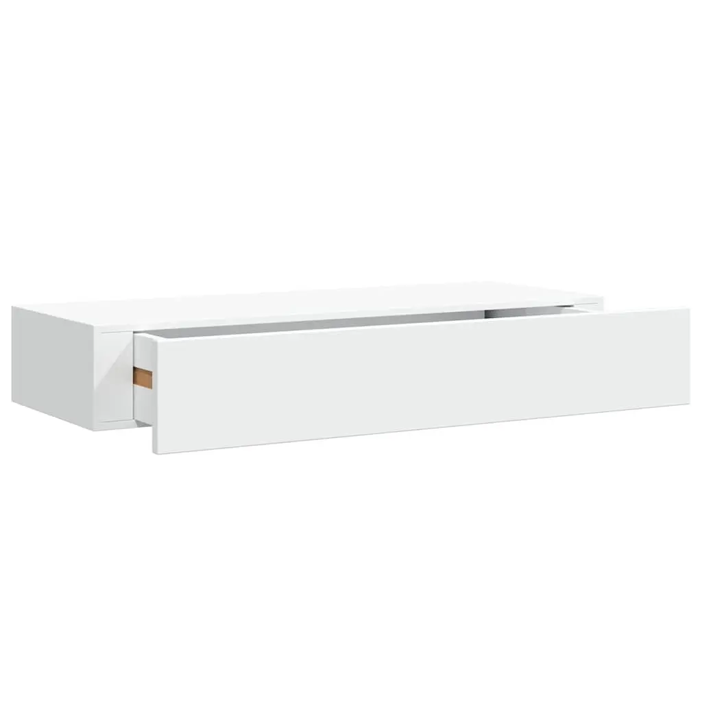 Wall-mounted Drawer Shelves 2 Pieces White Floating Storage Organiser Set