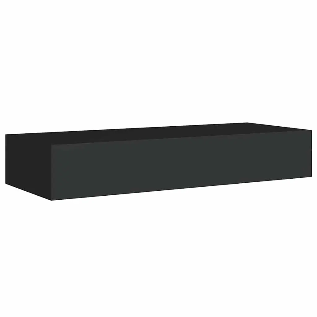 Wall-mounted Drawer Shelf Floating Storage Black 60x23.5x10cm MDF Organiser