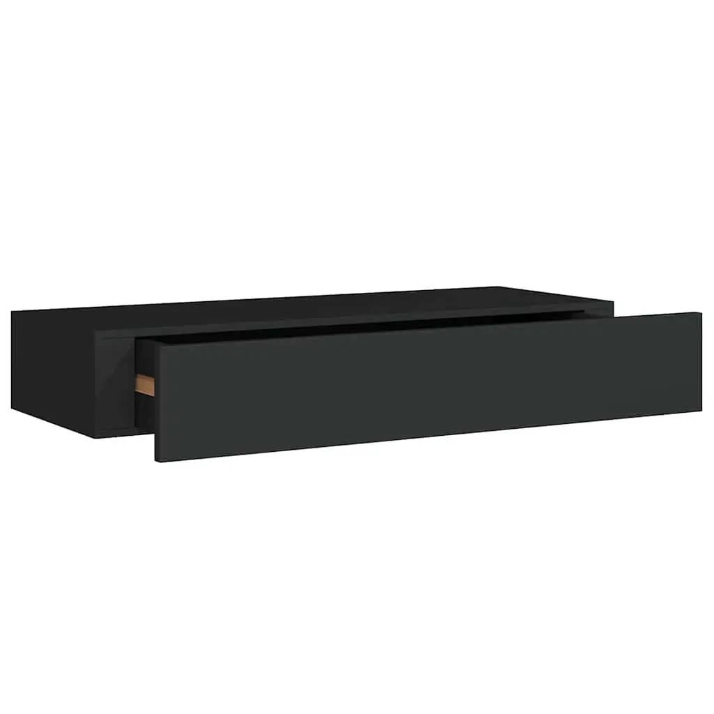 Wall-mounted Drawer Shelves Black Floating Storage Organizer 60 x 23.5 x 10 cm 2 pcs