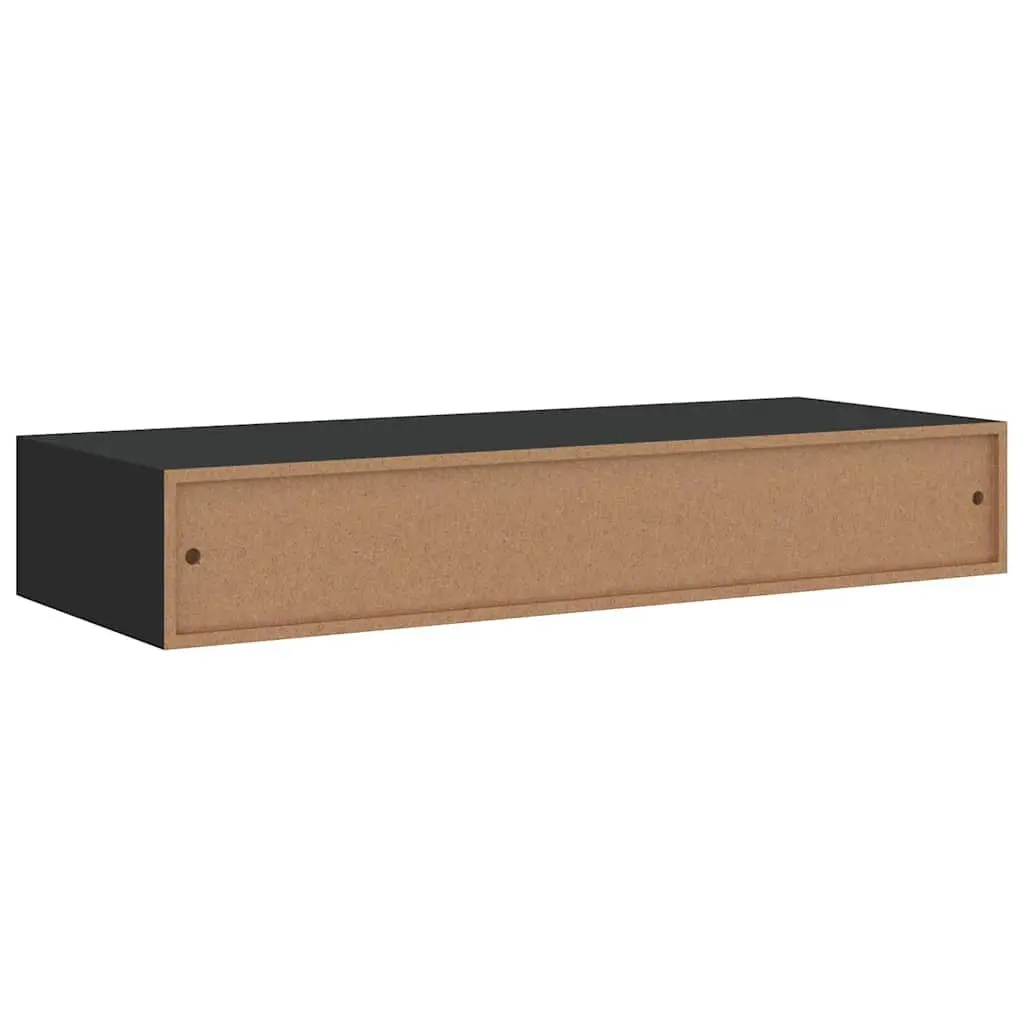 Wall-mounted Drawer Shelves Black Floating Storage Organizer 60 x 23.5 x 10 cm 2 pcs