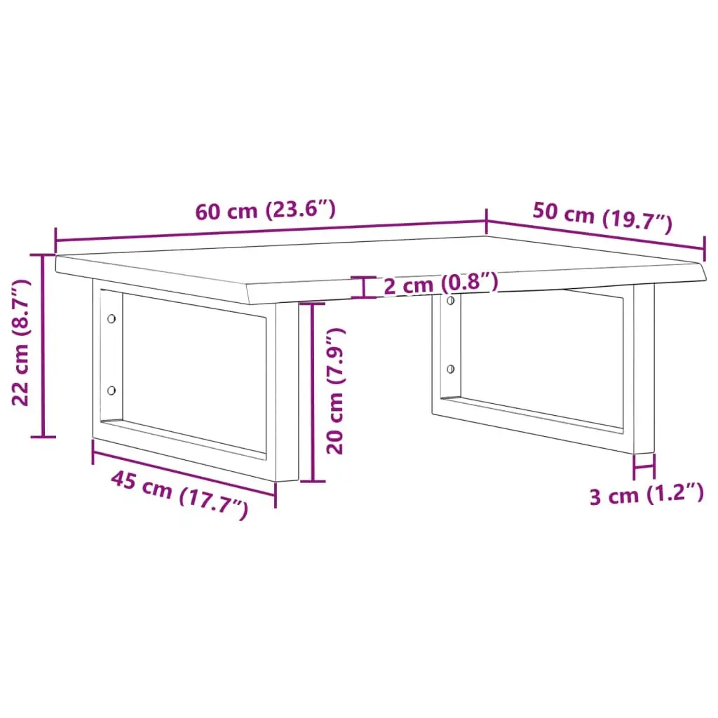 Wall Mounted Basin Shelf Brown Steel Frame Solid Oak Wood